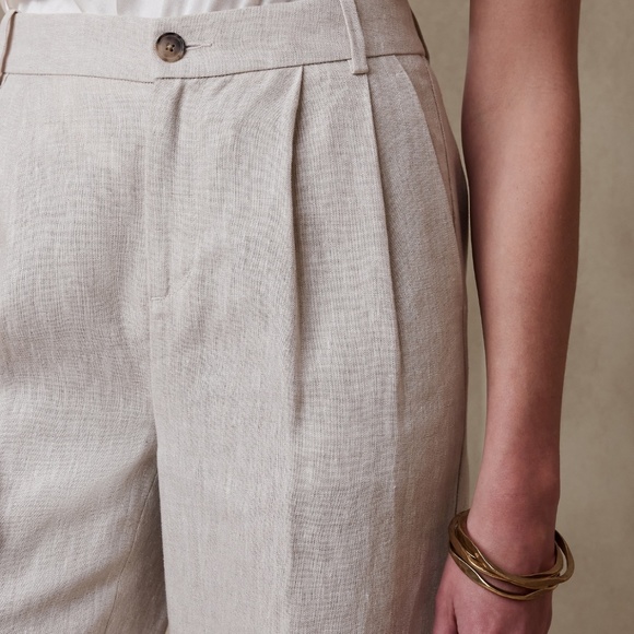 BANANA REPUBLIC 100% Italian Linen Palma Wide-Leg Pants, Cream, Size 14 - Picture 2 of 9